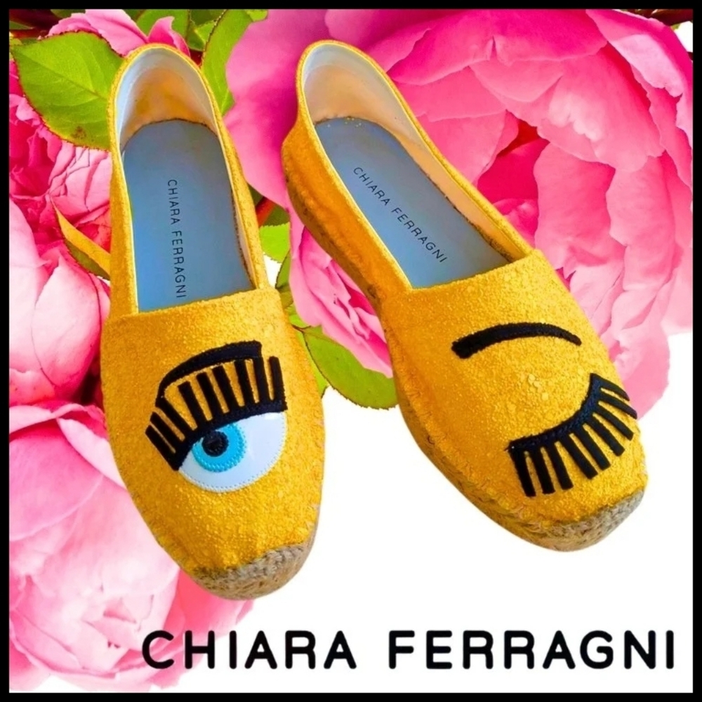 NWT Chiara Ferragni Glitter Platform Espadrilles